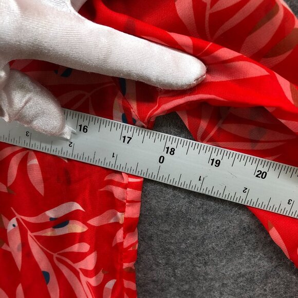 Womens Chiffon Long Sleeve Shirt Size S Red Floral Sheer Button Down Blouse - Picture 6 of 7